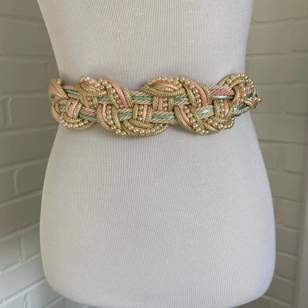 Bundle of 3 Disco 80’s-90’s Decorative Rope Belts in Teal, Multicolor & Pastels